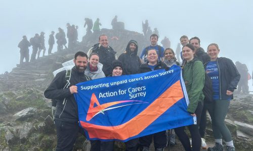 Azets team near top of Snowden in the rain