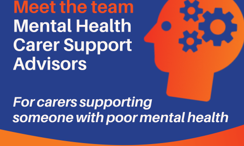 Image of orange head showing words Mental Health Carer Support Advisors
